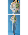 A stylish chiffon blouse with three patterns