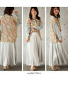 A stylish chiffon blouse with three patterns