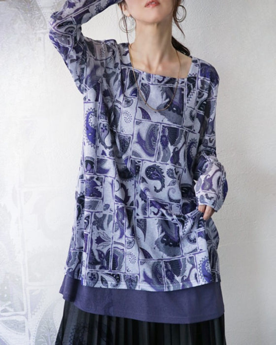 Unique sheer layered tunic in purple