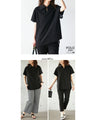 A sophisticated polo shirt made from different materials that can be worn like a blouse