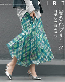  愛されプリーツ ランダムチェック スカート