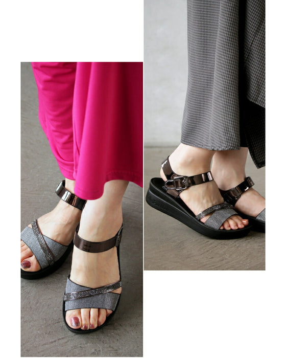 [Outlet item, no returns or exchanges] Sparkling cloth makes sports sandals look so stylish
