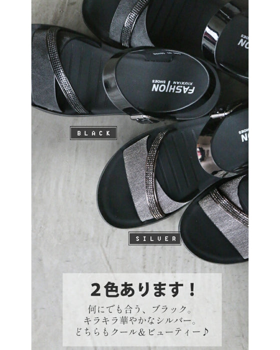 [Outlet item, no returns or exchanges] Sparkling cloth makes sports sandals look so stylish