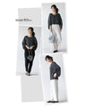 Lightweight sheer top with mixed patterns and puffy sleeves