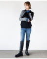 Denim and designer knitwear are attached together so you can wear it all by itself