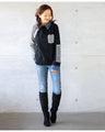 Denim and designer knitwear are attached together so you can wear it all by itself