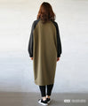 A casual two-tone dress that is more than a cut-and-sew but not quite a sweatshirt