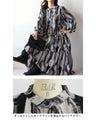 A monochrome art pattern x tiered dress that stands out from the crowd