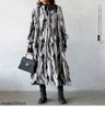A monochrome art pattern x tiered dress that stands out from the crowd