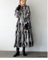 A monochrome art pattern x tiered dress that stands out from the crowd