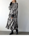 A monochrome art pattern x tiered dress that stands out from the crowd
