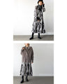 A monochrome art pattern x tiered dress that stands out from the crowd