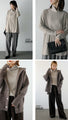 Off-neck A-line knit top with square cut for a slimmer look