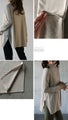 Off-neck A-line knit top with square cut for a slimmer look