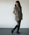 Off-neck A-line knit top with square cut for a slimmer look