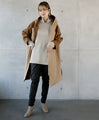 Off-neck A-line knit top with square cut for a slimmer look
