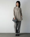 Off-neck A-line knit top with square cut for a slimmer look