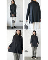 Off-neck A-line knit top with square cut for a slimmer look