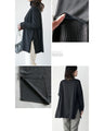 Off-neck A-line knit top with square cut for a slimmer look
