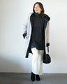 Off-neck A-line knit top with square cut for a slimmer look