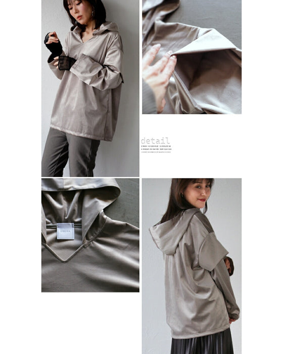 A glossy velour that is more than just casual. An original and elegant hoodie for adults.