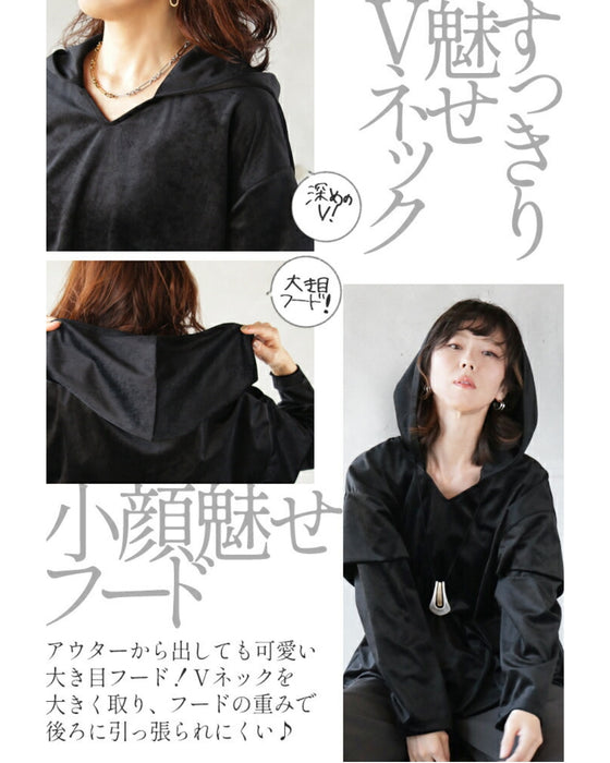 A glossy velour that is more than just casual. An original and elegant hoodie for adults.