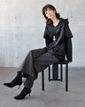 A glossy velour that is more than just casual. An original and elegant hoodie for adults.