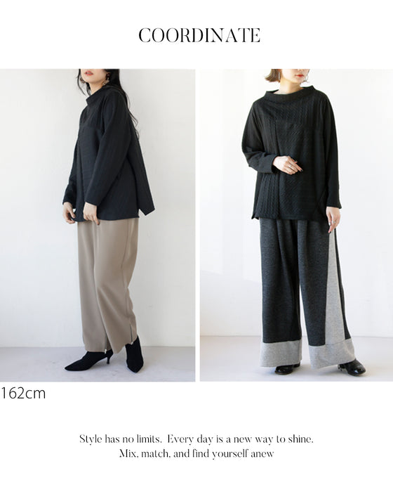 絶妙配置 浮き立つ編み風ニットソー