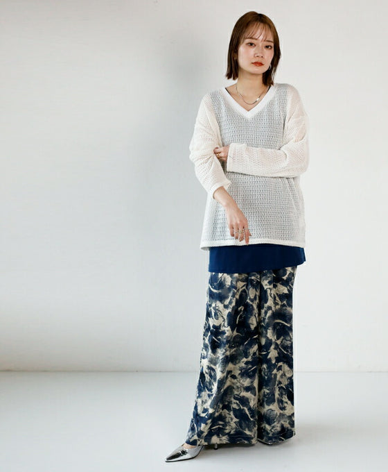絶妙に大人なメッシュ オリジナル 柔らか シアーニット トップス