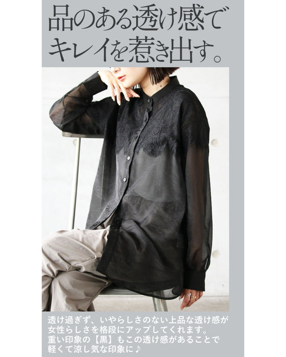 華やか且つモード艶っぽシースルーSHIRT トップス