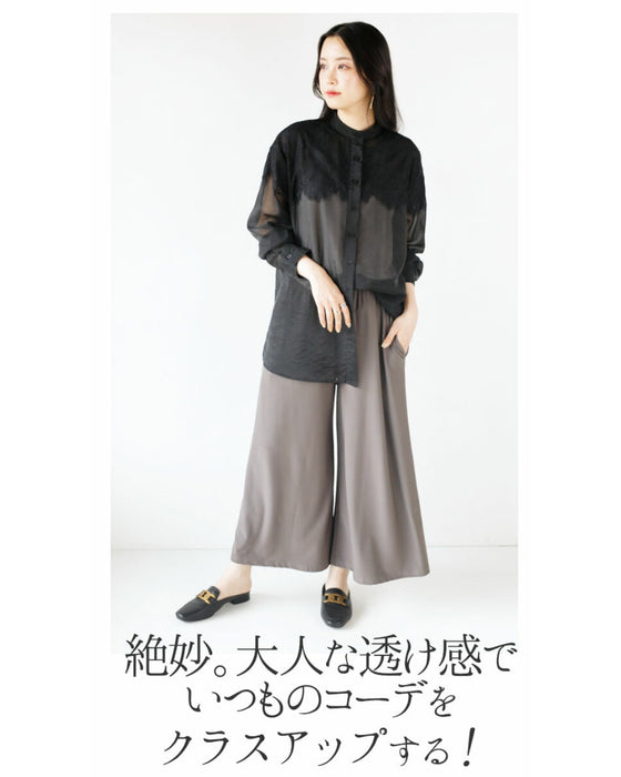 華やか且つモード艶っぽシースルーSHIRT トップス