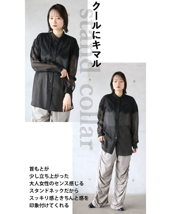 華やか且つモード艶っぽシースルーSHIRT トップス