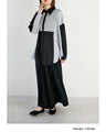 A one-piece look. A shirt with a combination of different materials
