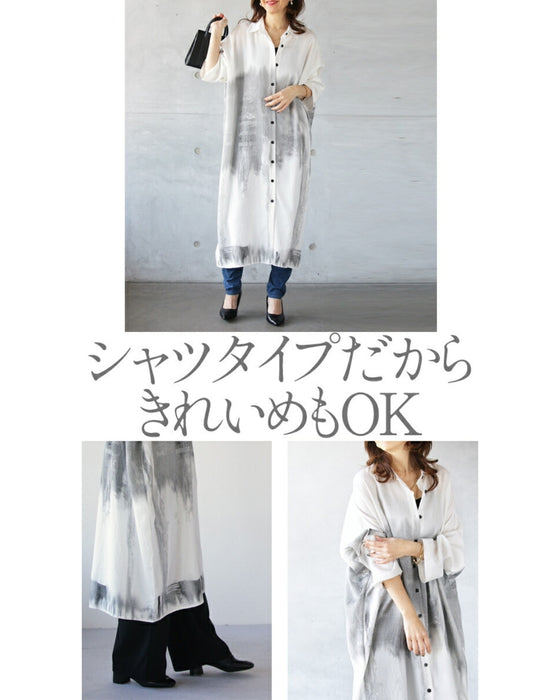 程よい癖。掠れペイント アートシャツワンピ