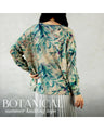 Botanical print sheer knit top