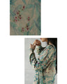 Botanical print sheer knit top
