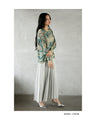 Botanical print sheer knit top