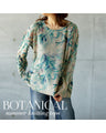 Botanical print sheer knit top