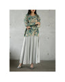 Botanical print sheer knit top