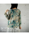 Botanical print sheer knit top