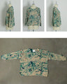 Botanical print sheer knit top