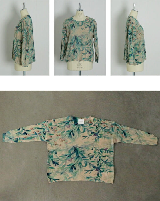 ボタニカル柄シアーニットトップス