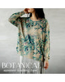 Botanical print sheer knit top