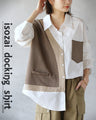 Mixed material docking shirt top