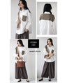 Mixed material docking shirt top