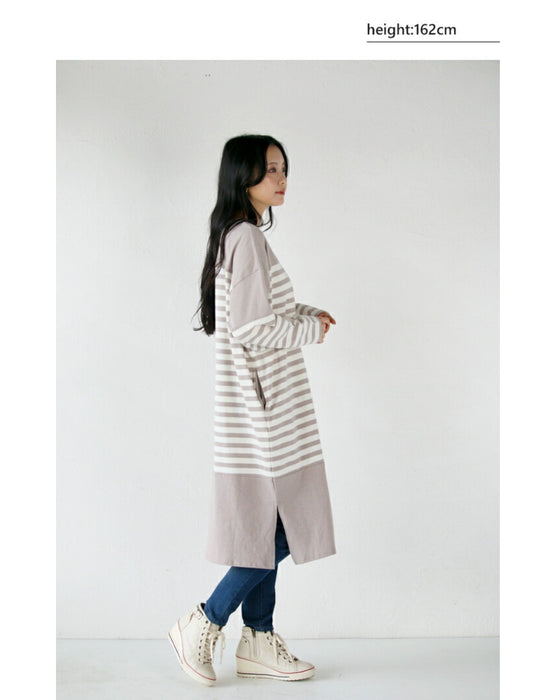 大人のゆるボーダーチュニックワンピース