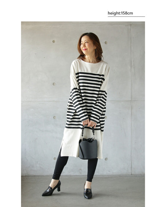 大人のゆるボーダーチュニックワンピース