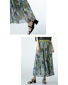 A sheer, light-weight flared skirt with a bold pattern