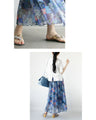 A sheer, light-weight flared skirt with a bold pattern