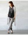 A chic adult zebra print top with a big V-neck that makes your face look smaller